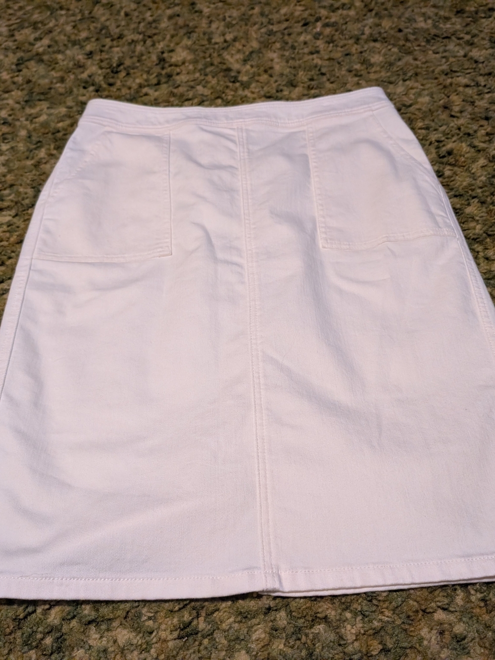 Lands' End White A-Line Skirt with Front Patch Pockets